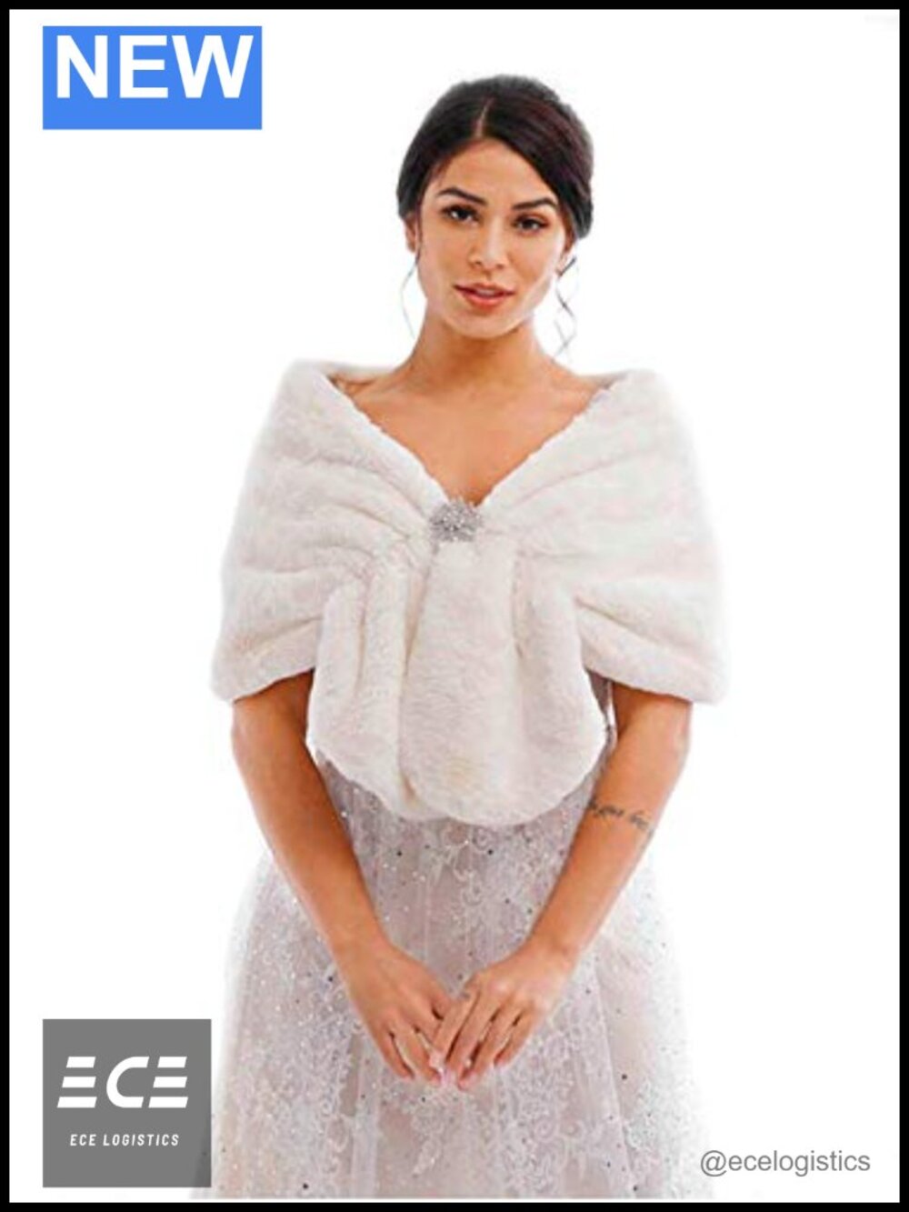 Faux Fur Shawl Wrap Bridal Scarf Stole Shrug Cover Up for Bride Bridesmaids